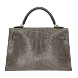 Hermès Kelly II Sellier Mini Gris Fonce Shiny Lizard Gold Hardware