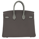 Hermès 25cm Birkin Touch Gris Meyer Togo/Matte Alligator Palladium Hardware