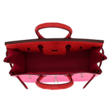 Hermès 25cm Birkin Touch Rouge Vif/Rose Tyrien Ostrich Palladium Hardware