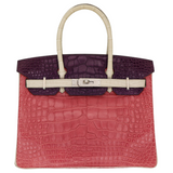 Hermès 30cm Birkin HSS Rose Indien/Amethyst/Beton Matte Alligator Brushed Palladium Hardware