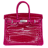 Hermès 25cm Birkin Rose Scheherazade Shiny Niloticus Crocodile Palladium Hardware