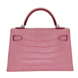Hermès Mini Kelly II Bubblegum Matte Alligator Palladium Hardware