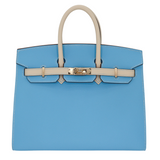 Hermès 25cm Birkin HSS Sellier Celeste/Craie Epsom Leather Brushed Palladium Hardware