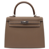 Hermès 25cm Kelly Sellier Etoupe Epsom Leather Palladium Hardware