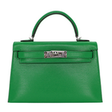 Hermès Kelly II Sellier Mini Bambou Chevre Leather Palladium Hardware