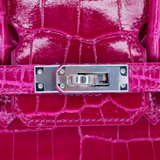 Hermès 25cm Birkin Rose Scheherazade Shiny Niloticus Crocodile Palladium Hardware