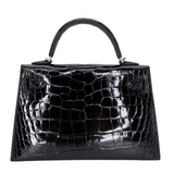 Hermès Kelly II Sellier Mini Black Shiny Alligator Palladium Hardware