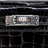 Hermès Kelly II Sellier Mini Black Shiny Alligator Palladium Hardware