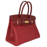 Hermès 30cm Birkin Touch Rouge H Clemence Sombrero Leather Gold Hardware