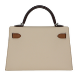 Hermès Kelly II Sellier Mini Tricolor Nata/Chai/Gris Meyer Epsom Palladium Hardware