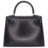 Hermès 25cm Kelly Sellier Black Chèvre Leather Palladium Hardware