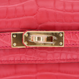 Hermès 25cm Kelly Retourne Bougainvillea Matte Alligator Gold Hardware