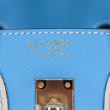 Hermès 25cm Birkin HSS Sellier Celeste/Craie Epsom Leather Brushed Palladium Hardware