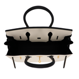 Hermès 30cm Birkin Sellier HSS Craie/Black Epsom Leather Brushed Gold Hardware