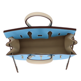 Hermès 25cm Birkin HSS Sellier Celeste/Craie Epsom Leather Brushed Palladium Hardware