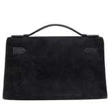 Hermès Kelly Pochette Doblis Black Suede Leather Palladium Hardware