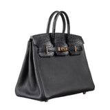 Hermès 25cm Birkin Touch Black Matte Alligator/Togo Leather Rose Gold Hardware