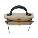 Herm�s 25cm Kelly Sellier HSS Black/Nata Epsom Leather Brushed Gold Hardware