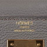 Herm�s 28cm Kelly Retourne Gris Etain Togo Leather Gold Hardware