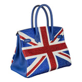 Herm�s 30cm Birkin Customized Union Jack Swarovski Crystal Palladium Hardware