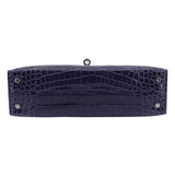 Herm�s Mini Kelly II Bleu Encre Shiny Alligator PHW