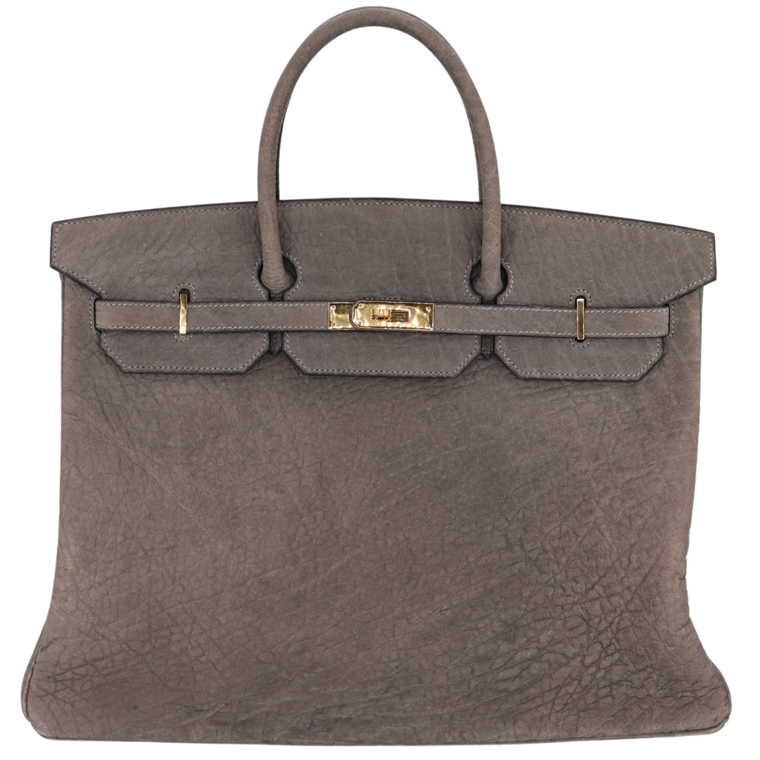 Hermès 40 cm Birkin Elephant Hide Gold Hardware