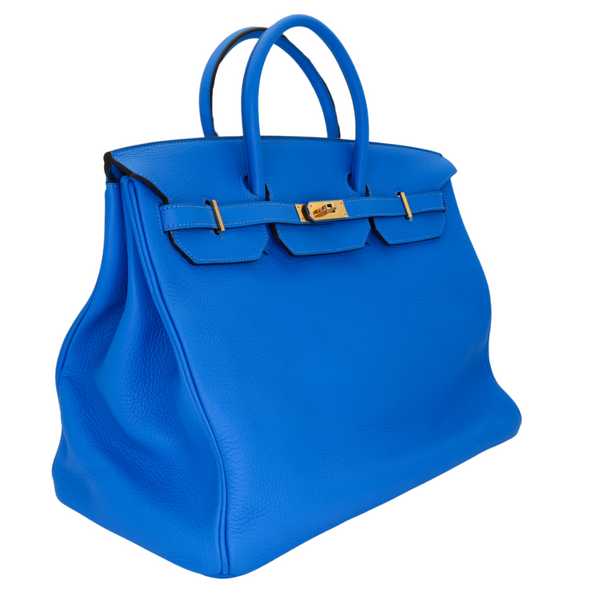 Hermès 40cm Birkin Bleu Hydra Clemence Leather Gold Hardware