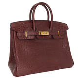 Hermès 25cm Birkin Bordeaux Matte Alligator Gold Hardware