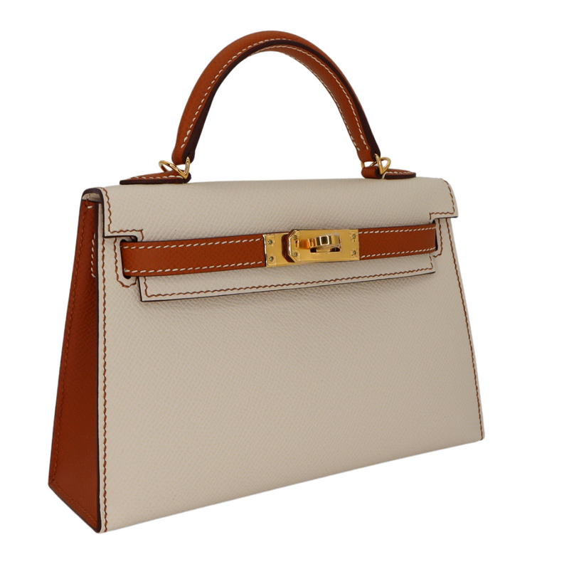 Hermès Kelly II Sellier Mini HSS Craie/Gold Epsom Leather Permabrass Hardware