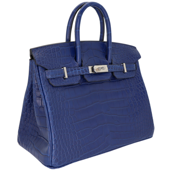 Hermès 25cm Birkin Bleu Saphir Matte Alligator Palladium Hardware