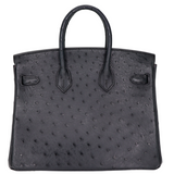 Hermès 25cm Birkin HSS Black/Rouge H Ostrich Brushed Gold Hardware