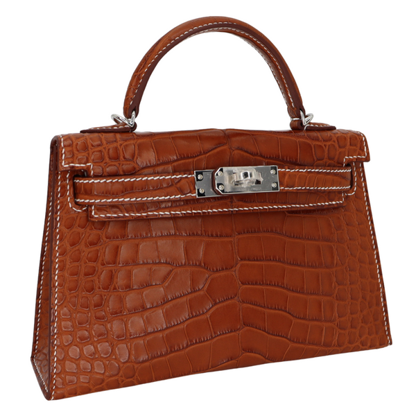 Hermès Kelly II Sellier Mini Barenia Matte Alligator Palladium Hardware