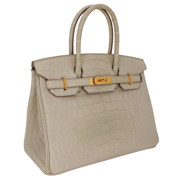 Hermès 30cm Birkin Beton Matte Alligator Gold Hardware