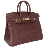 Hermès 25cm Birkin Havane Matte Alligator Gold Hardware