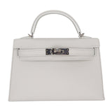 Hermès Kelly II Sellier Mini White Epsom Palladium Hardware
