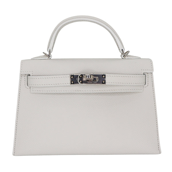 Hermès Kelly II Sellier Mini White Epsom Palladium Hardware