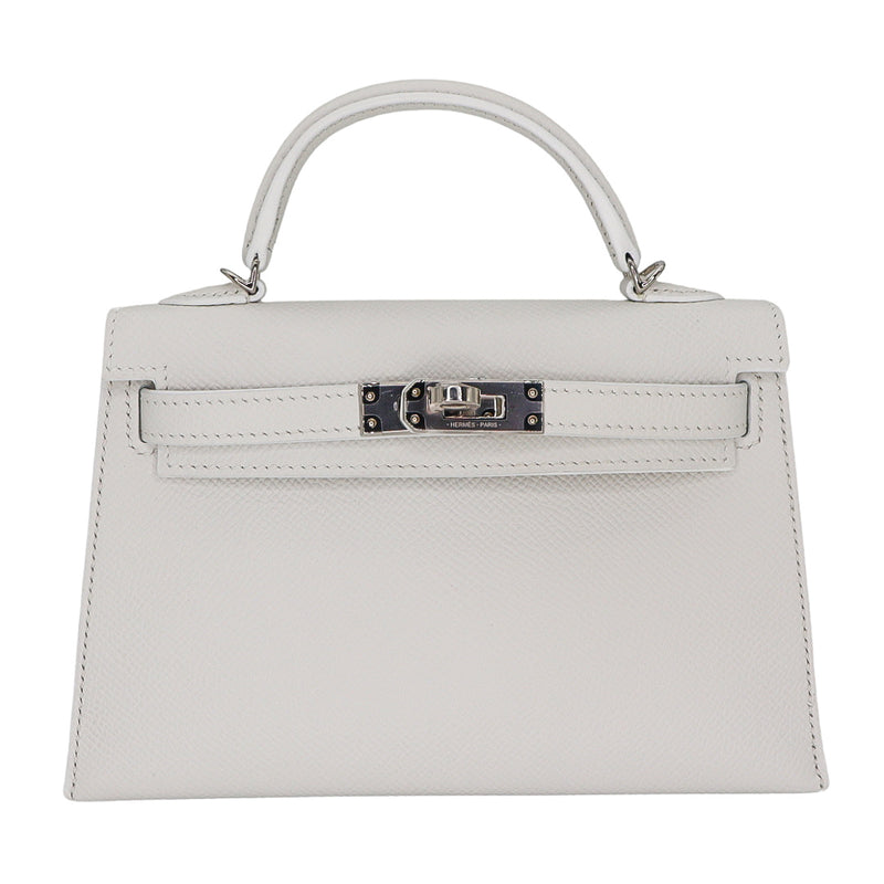 Hermès Kelly II Sellier Mini White Epsom Palladium Hardware