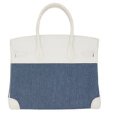 Hermès 30cm Birkin Denim/White Clemence Leather Palladium Hardware
