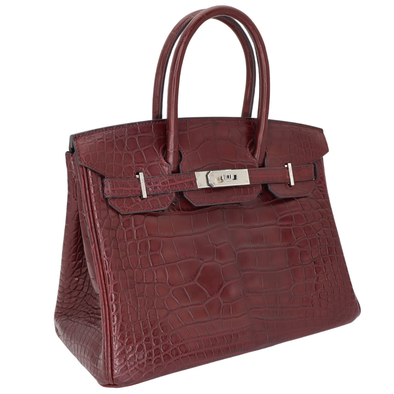 Hermès 30cm Birkin Bordeaux Matte Alligator Palladium Hardware