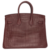 Hermès 25cm Birkin Bordeaux Matte Alligator Gold Hardware