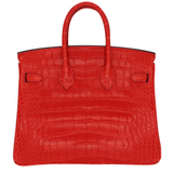 Hermès 25cm Birkin Geranium Matte Alligator Palladium Hardware