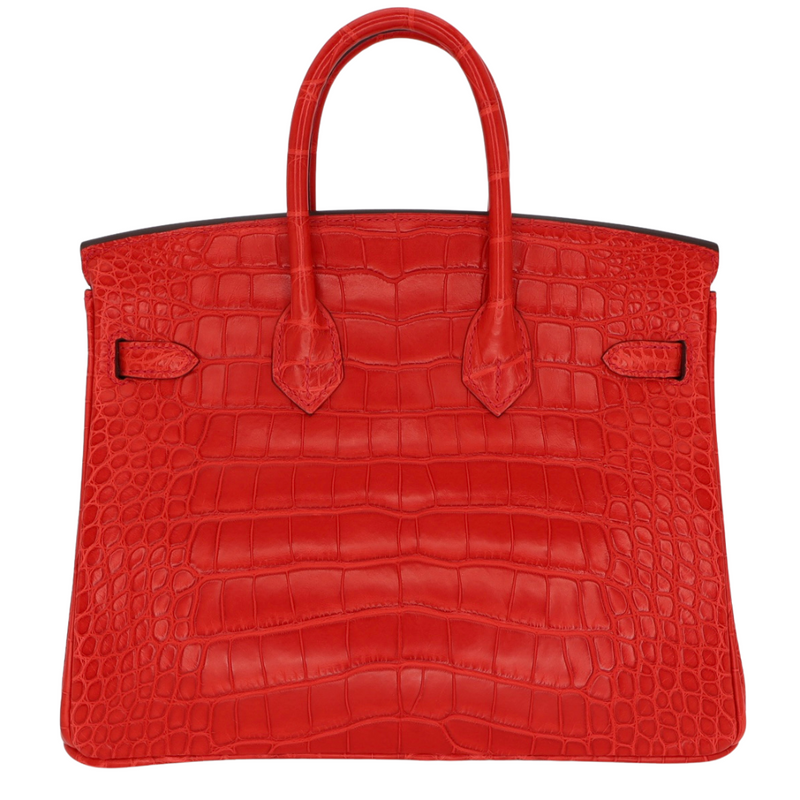 Hermès 25cm Birkin Geranium Matte Alligator Palladium Hardware