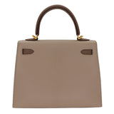 Hermès 25cm Kelly Sellier HSS Etoupe/ Gris Tourterelle Chevrè Leather Brushed Gold Hardware