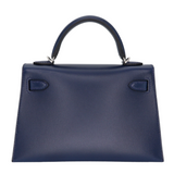 Hermès Kelly II Sellier Mini Cloute Bleu Abyss Box Calf Studded Leather Palladium Hardware