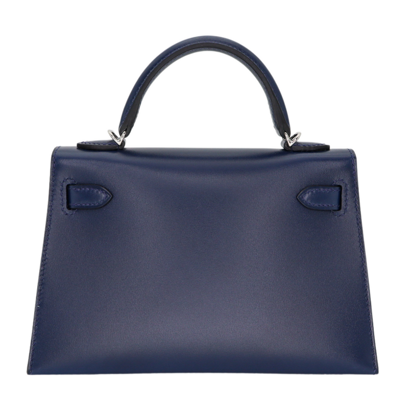 Hermès Kelly II Sellier Mini Cloute Bleu Abyss Box Calf Studded Leather Palladium Hardware
