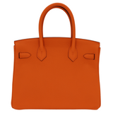 Hermès 30cm Birkin Orange Clemence Leather Gold Hardware