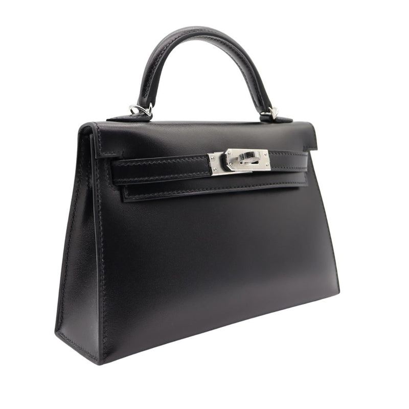 Hermès Kelly II Sellier Mini Black Box Calf Leather Palladium Hardware