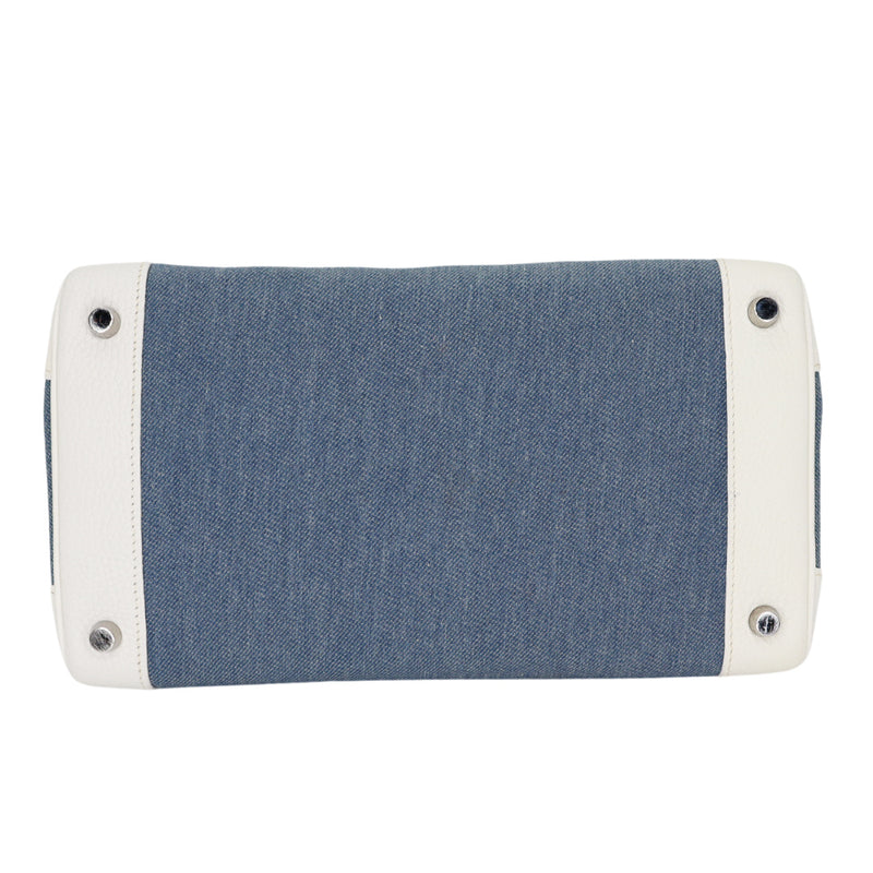 Hermès 30cm Birkin Denim/White Clemence Leather Palladium Hardware