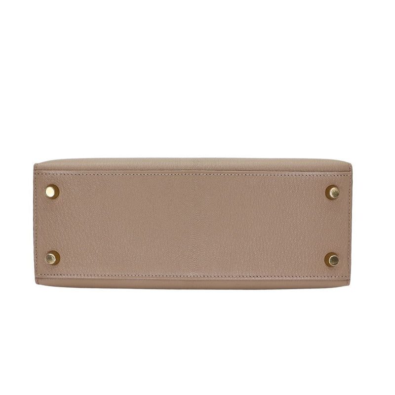 Hermès 25cm Kelly Sellier HSS Etoupe/ Gris Tourterelle Chevrè Leather Brushed Gold Hardware