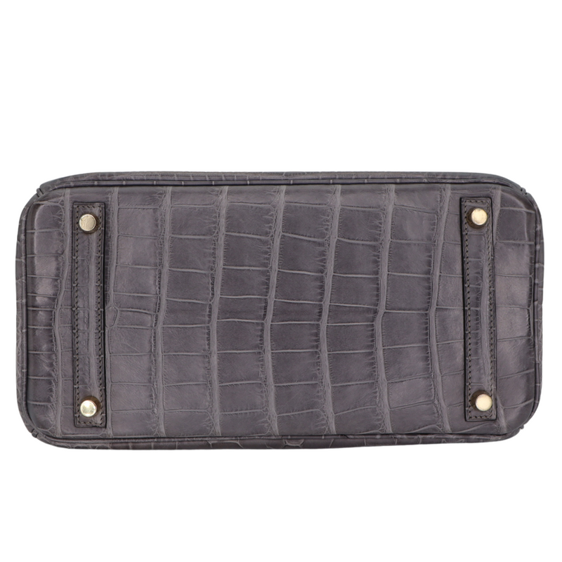 Hermès 30cm Birkin Gris de Paris Matte Alligator Gold Hardware